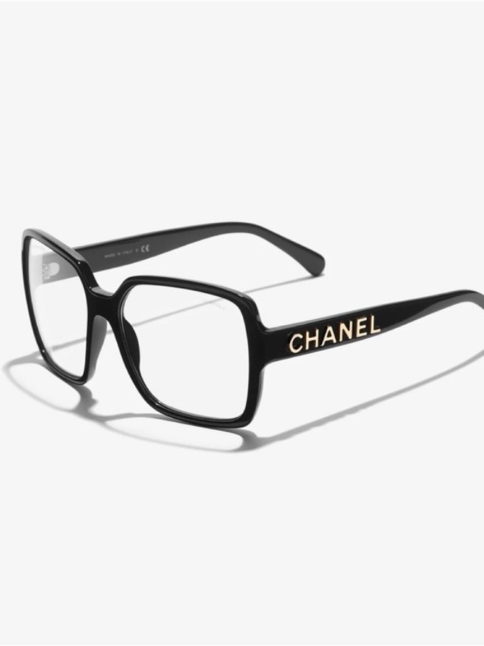 CHANEL Black Square Logo Temple Optical Glasses - Women's